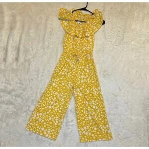Girls Yellow and White Lily Bleu Floral Print Off Shoulder Jumper Size 12